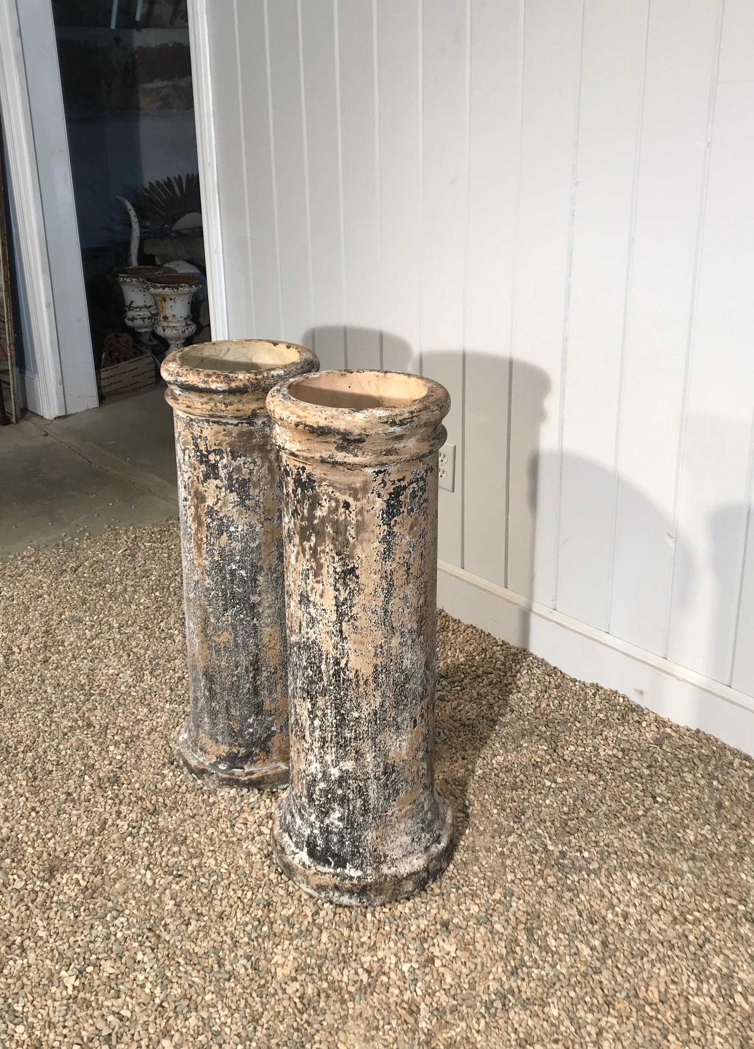 painted chimney pots