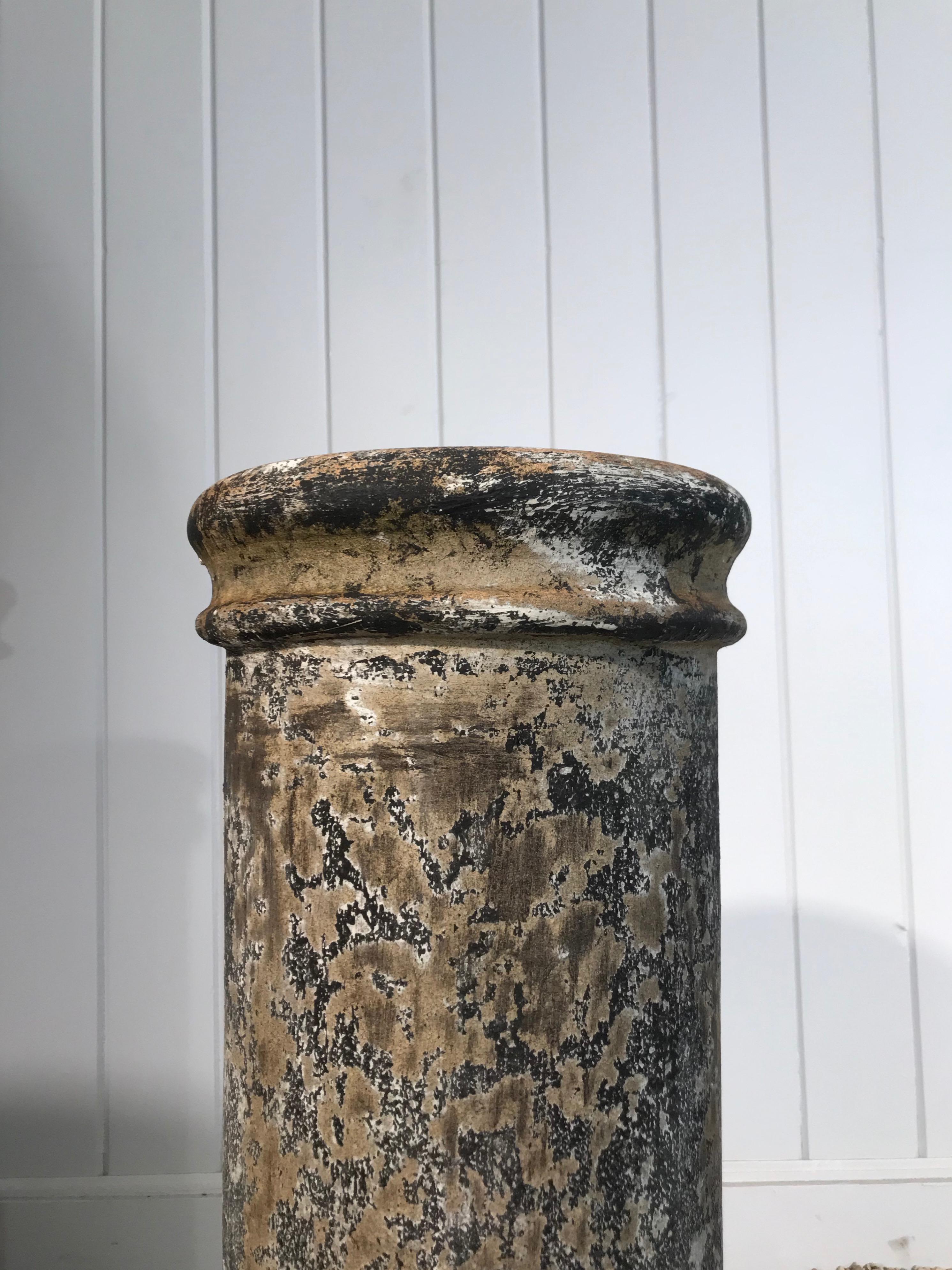 19th Century Pair of Signed Hand Painted Biscuit Terracotta Chimney Pots/Planters/Pedestals