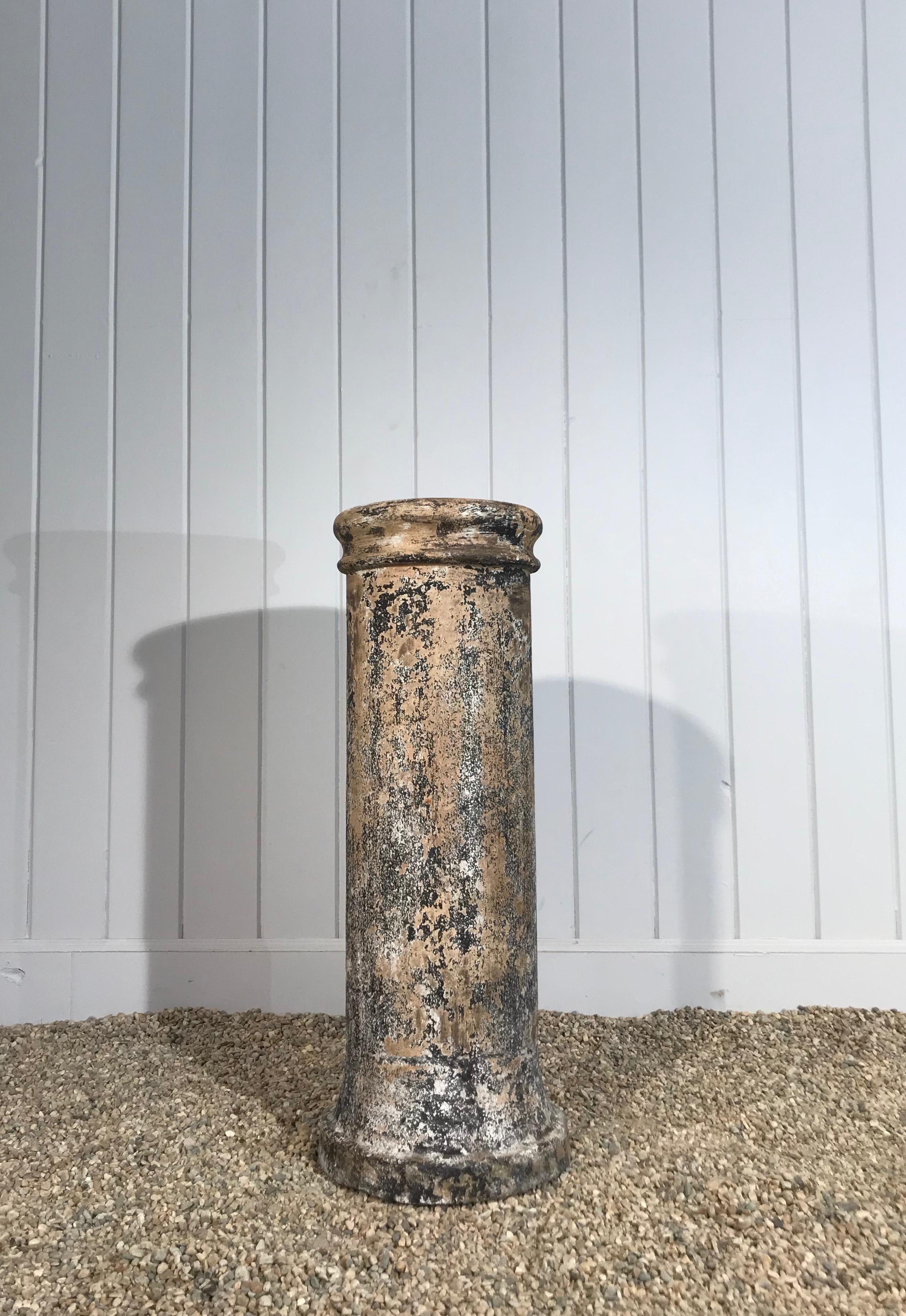 Pair of Signed Hand Painted Biscuit Terracotta Chimney Pots/Planters/Pedestals 1