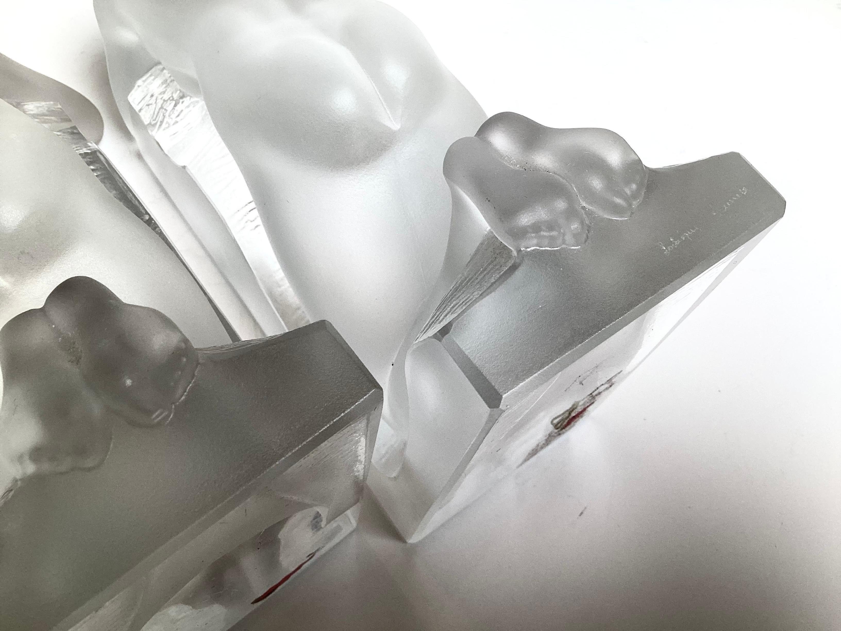 Pareja de Sujetalibros Figurados Desnudos de Cristal de Lalique Firmados, Art Decó Años 30 en venta 4
