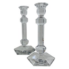 Paire de chandeliers en cristal Val St. Lambert signés - motif galaté