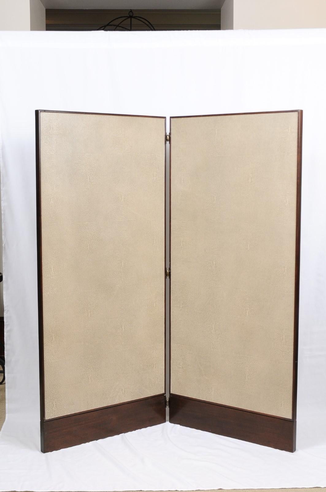 Wood Pair of Silent Veneer and Shagreen Screens by Barbara Barry for Baker For Sale