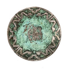Pair of Silver and Turquoise on Copper Plates Attributed to Graziella Laffi