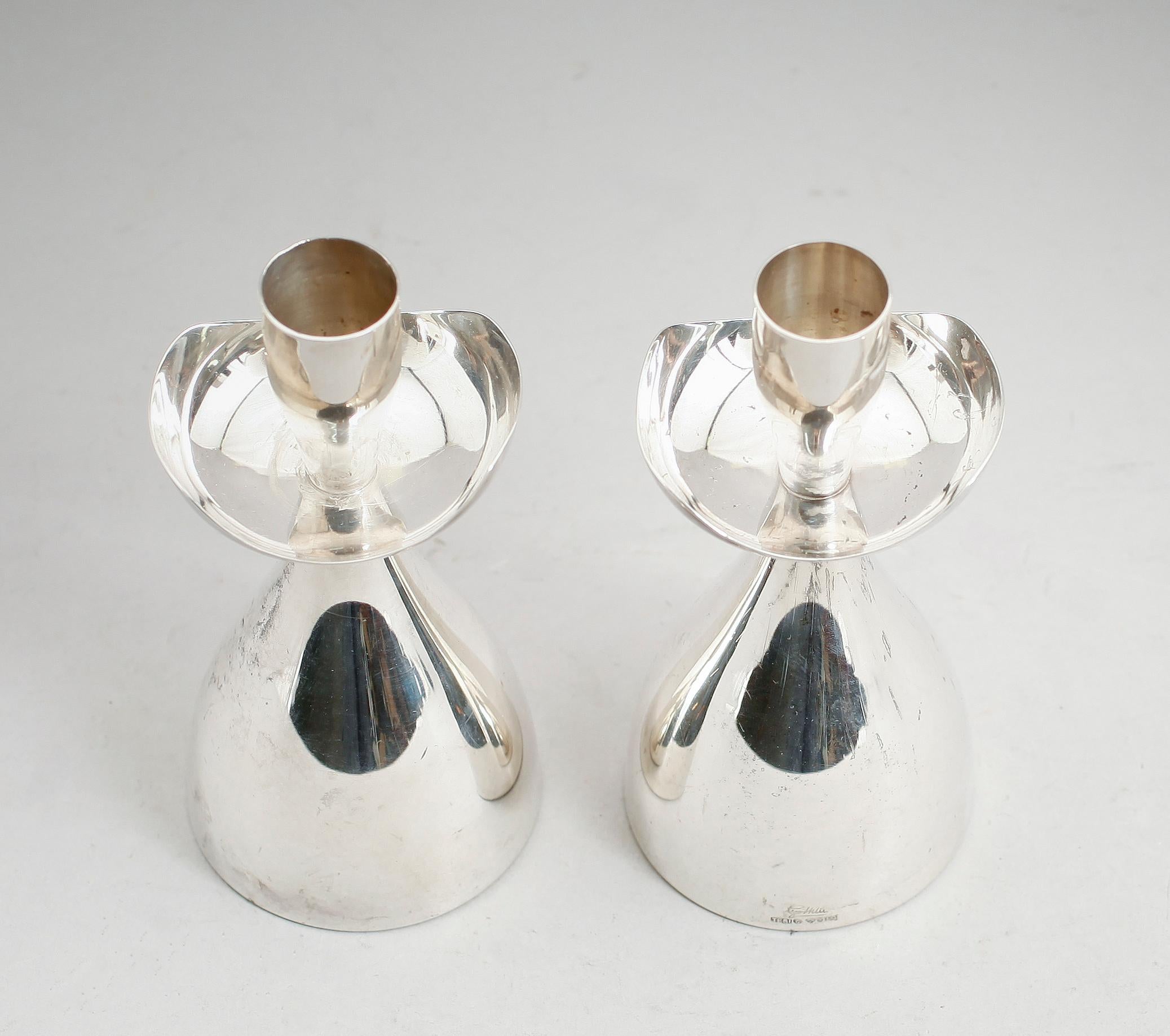 Mid-Century Modern A pair of Silver candle Holder by GosthlinSweden 1960. Signed  For Sale