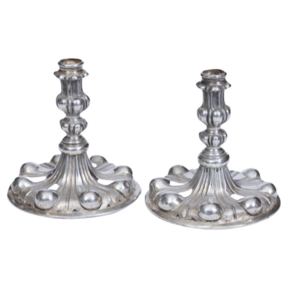Pareja de candelabros italianos de plata, Roma Circa 1720