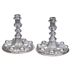 Paire de chandeliers italiens en argent, Rome, vers 1720