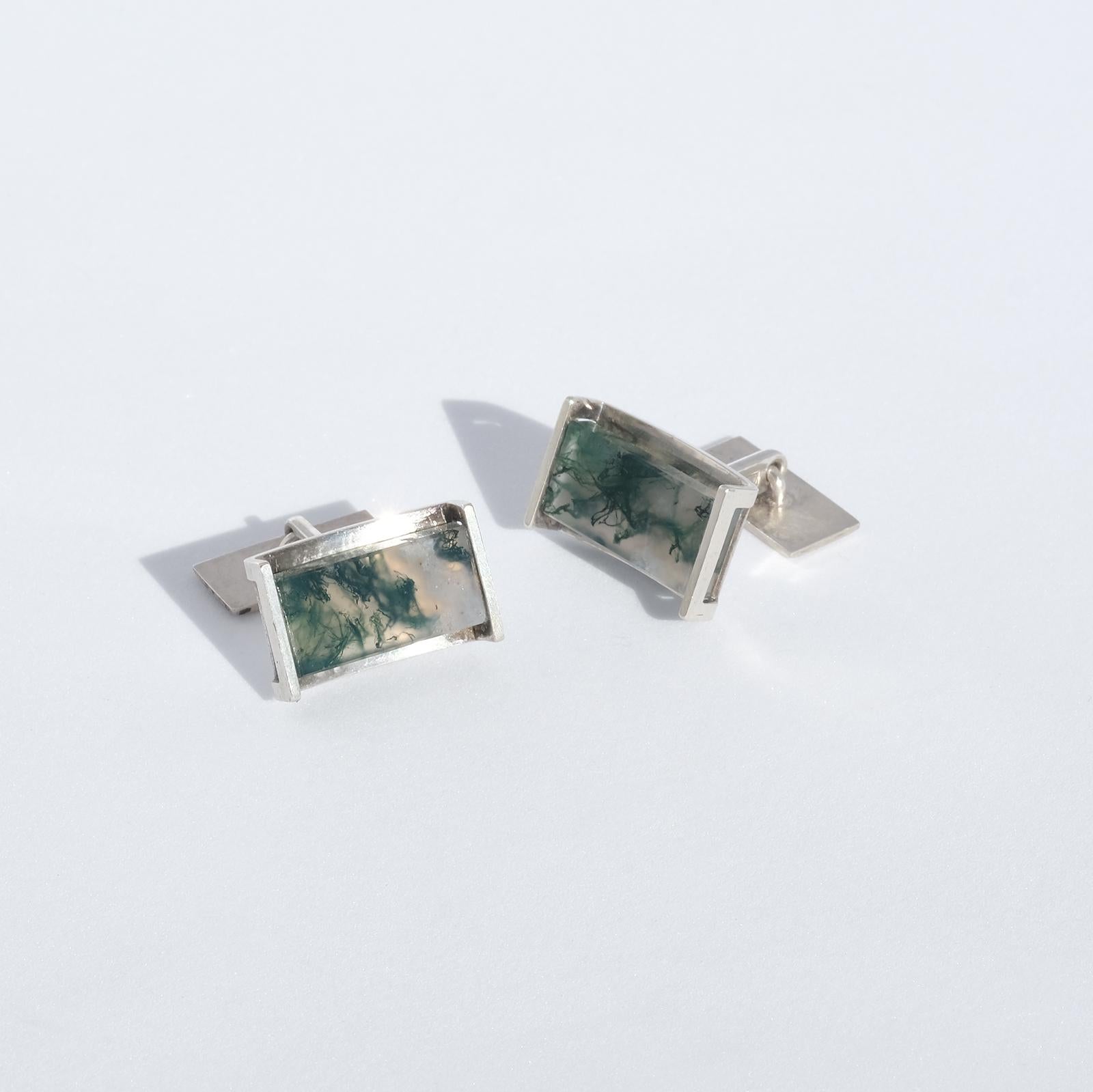 Square Cut Pair of Silver Cufflinks Made 1965