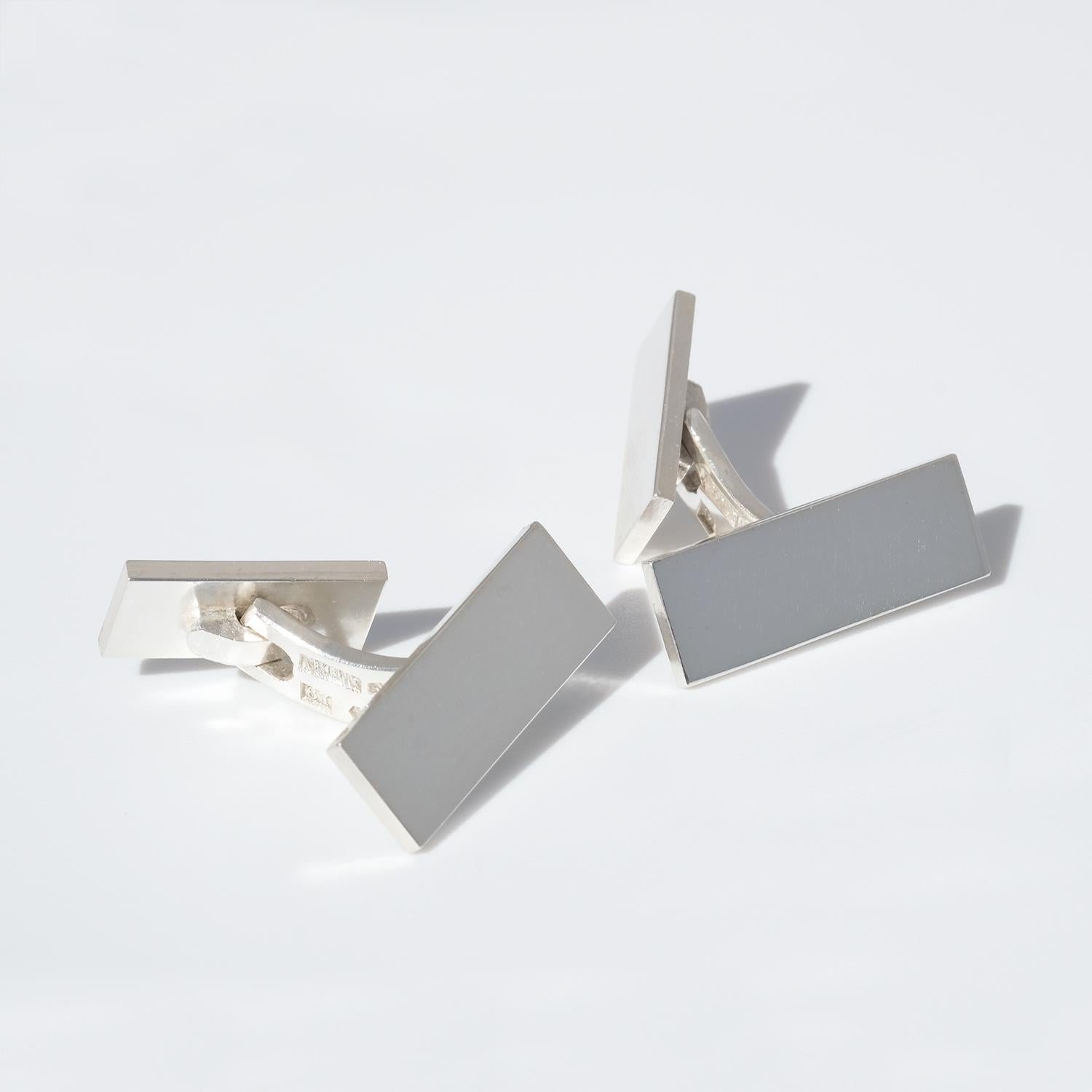 Pair of Silver Cufflinks Made by Wiwen Nilsson, Sweden in 1961 In Good Condition For Sale In Stockholm, SE