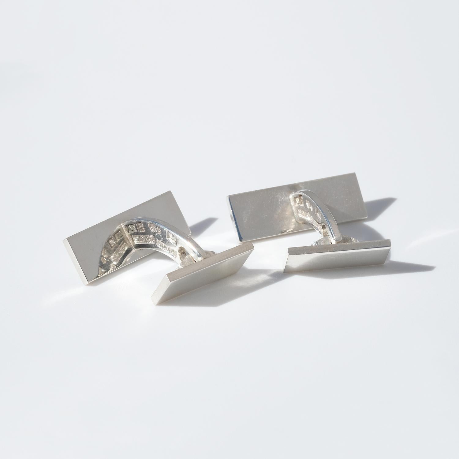 Women's or Men's Pair of Silver Cufflinks Made by Wiwen Nilsson, Sweden in 1961 For Sale