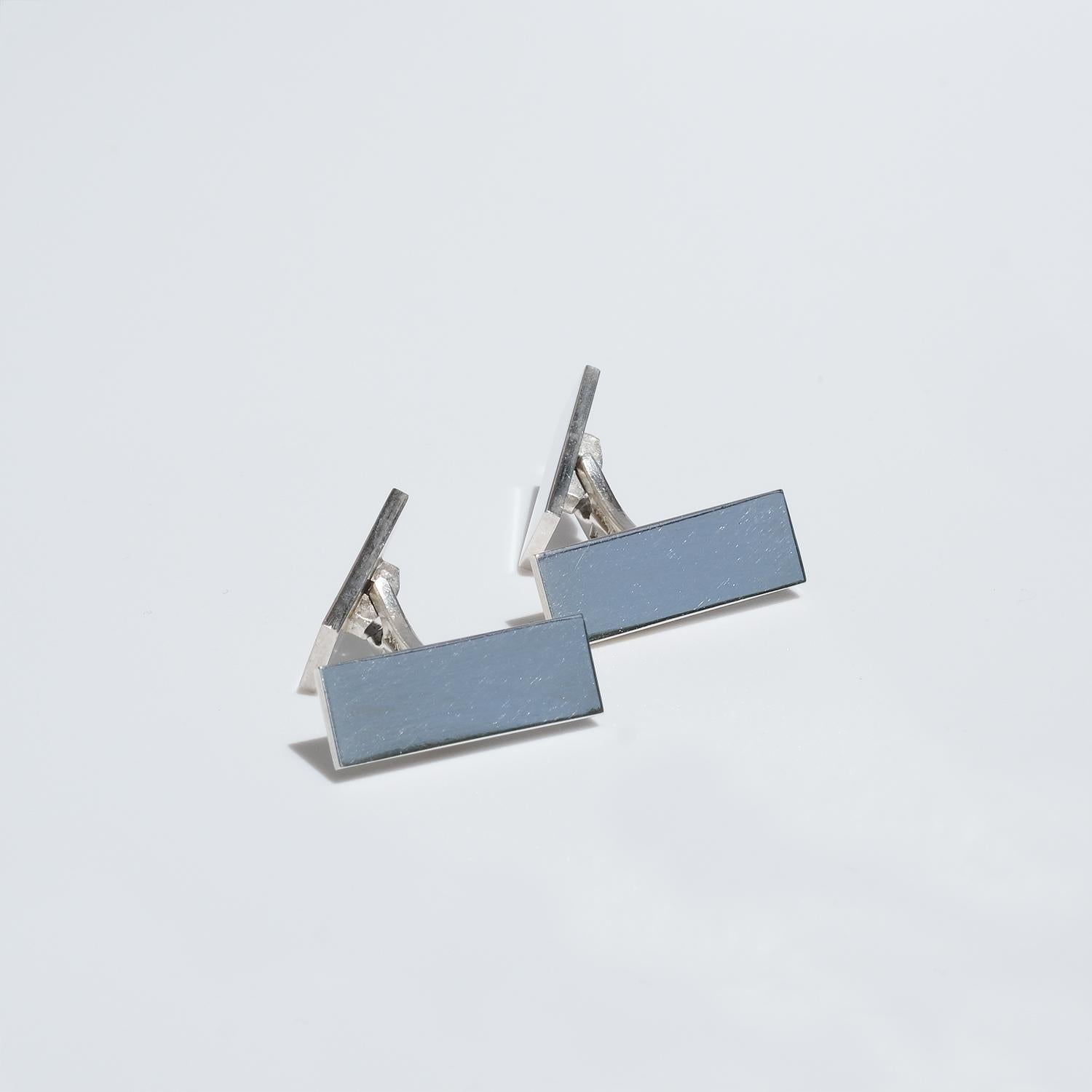 Pair of Silver Cufflinks Made by Wiwen Nilsson, Sweden in 1961 For Sale 4