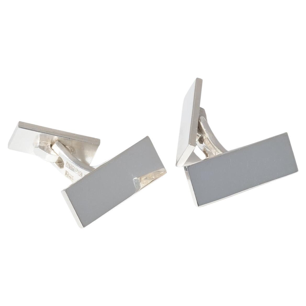 Pair of Silver Cufflinks Made by Wiwen Nilsson, Sweden in 1961 For Sale