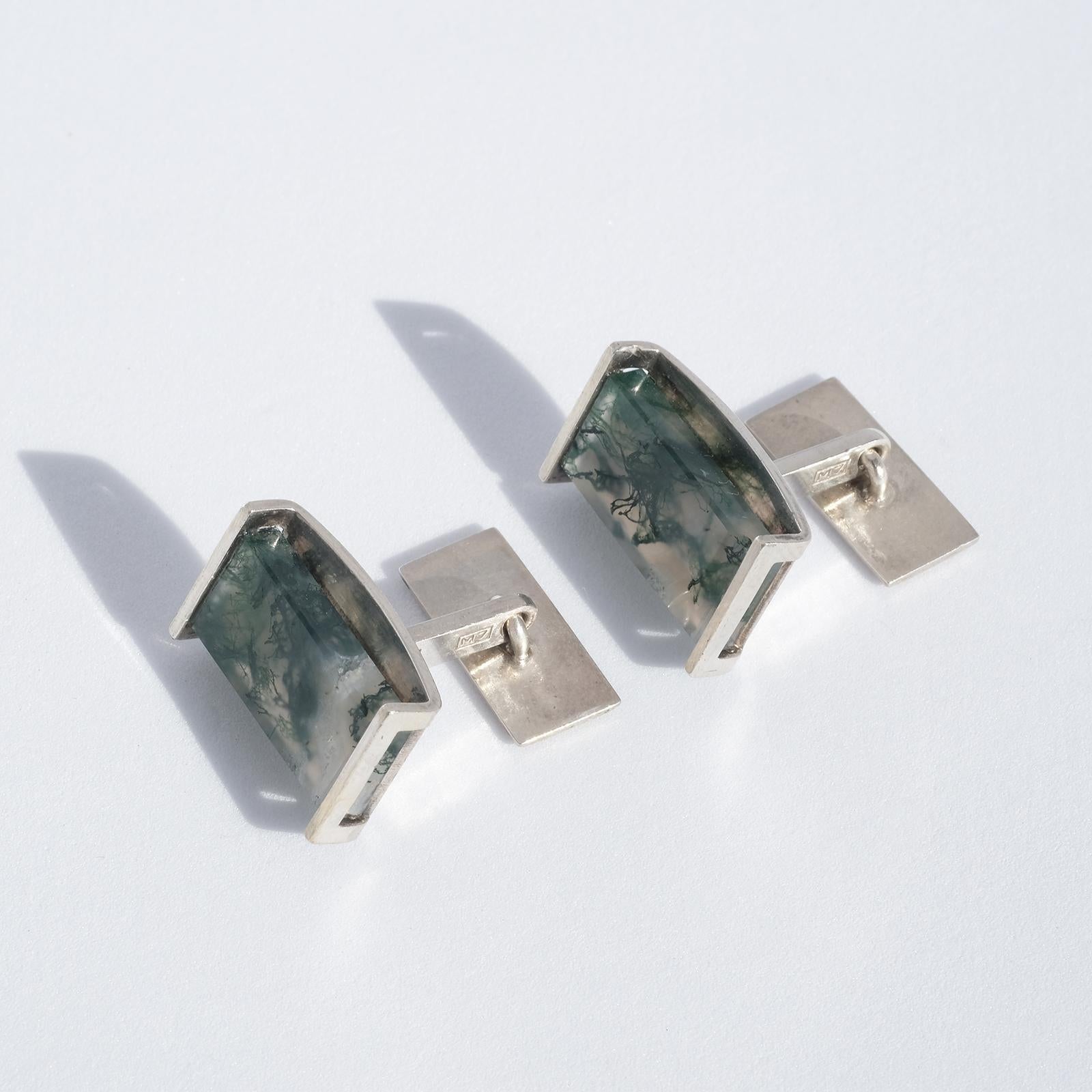 Pair of Silver Cufflinks Made in Finland in 1965 In Good Condition For Sale In Stockholm, SE