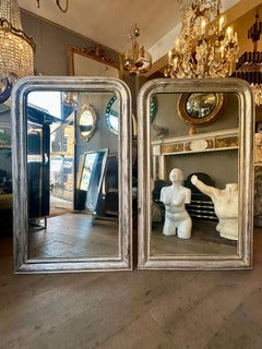 A Pair Of Silver Gilt Antique French Dome Toped Mirrors