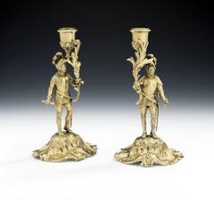 Pair of Silver Gilt Cast Candlesticks, London, 1847, by C T & G Fox