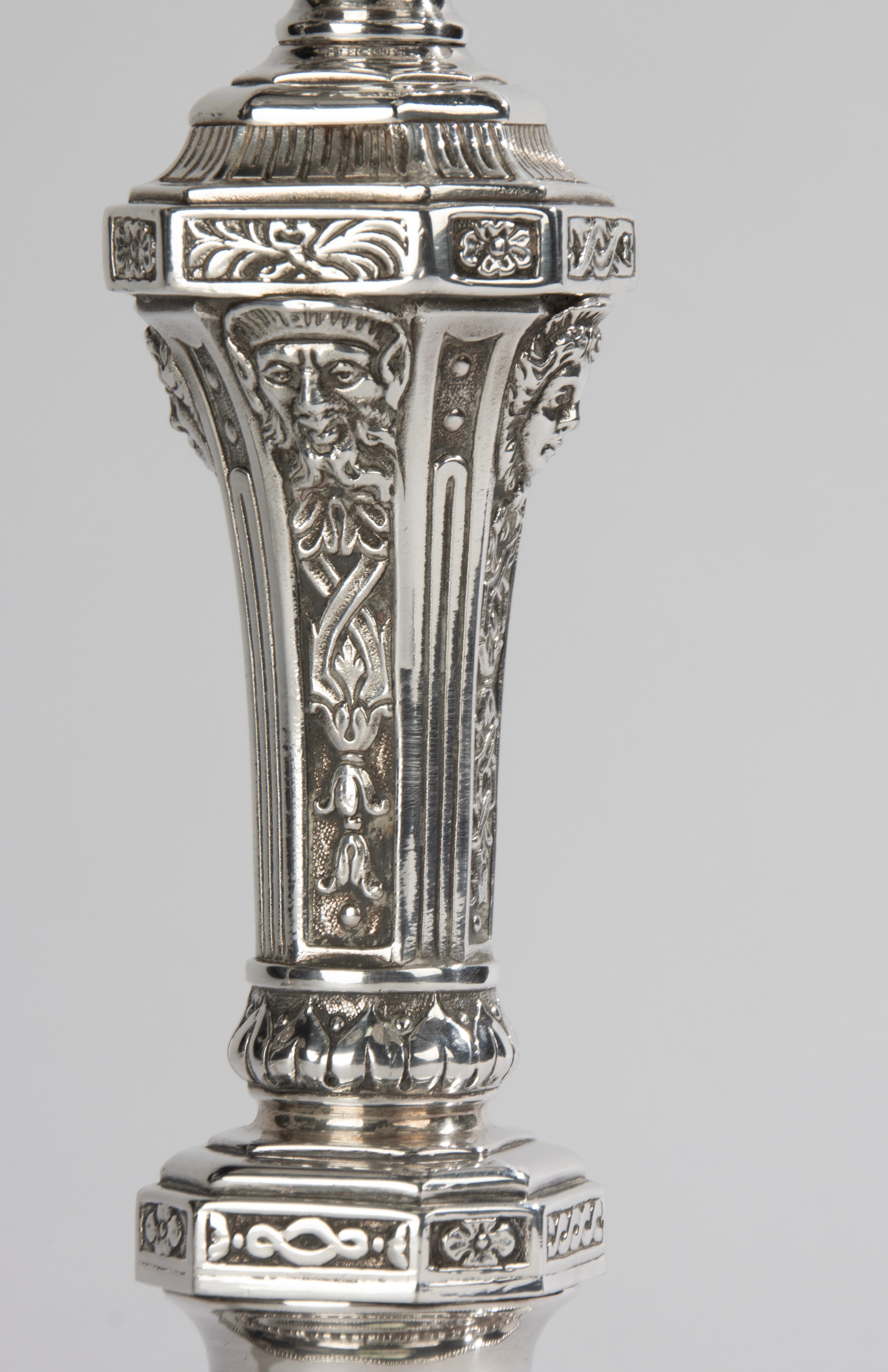 Coppia di candelabri in argento placcato - Christofle - Rinascimento - Louis Dupérier in vendita 4