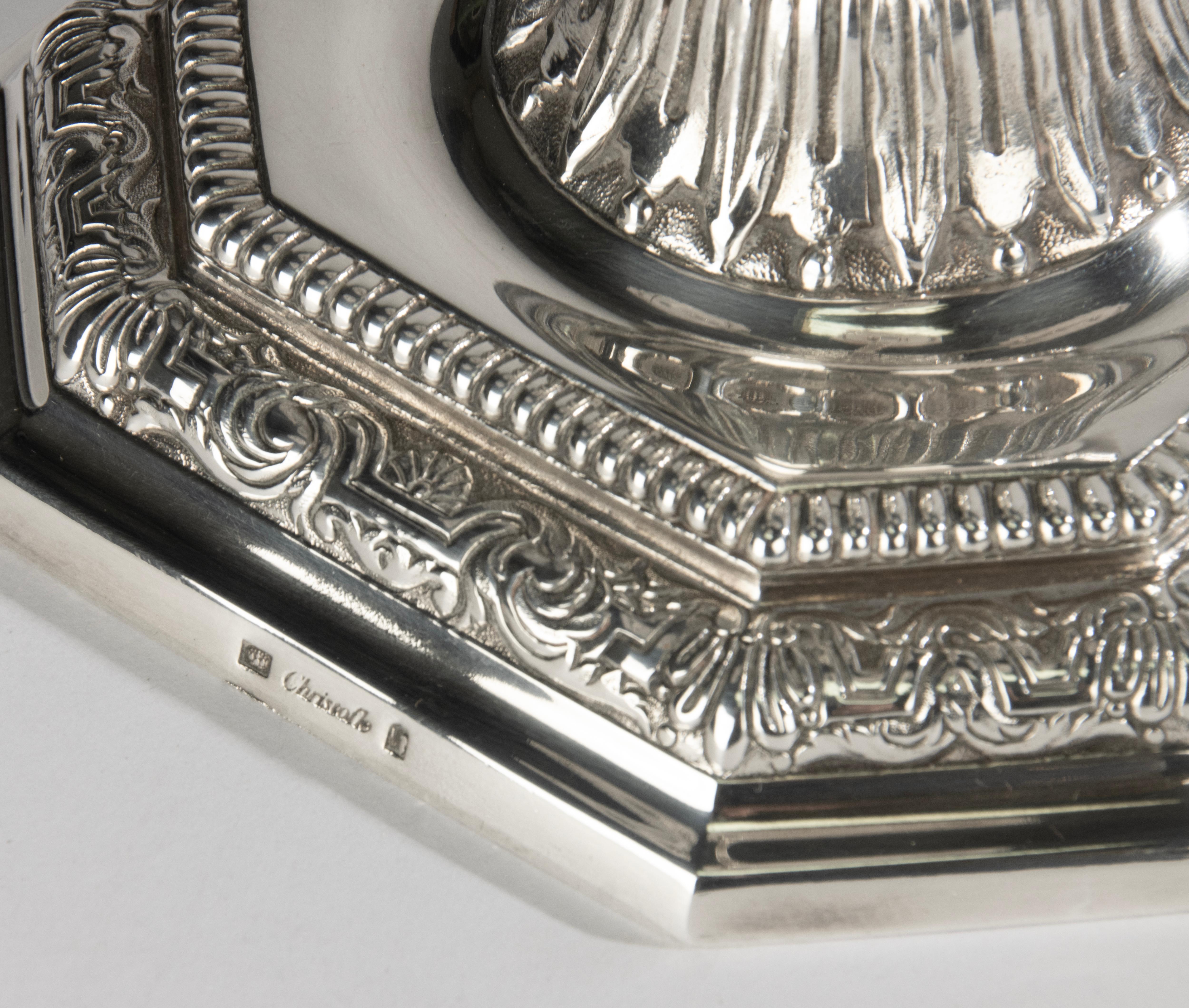 Coppia di candelabri in argento placcato - Christofle - Rinascimento - Louis Dupérier in vendita 10