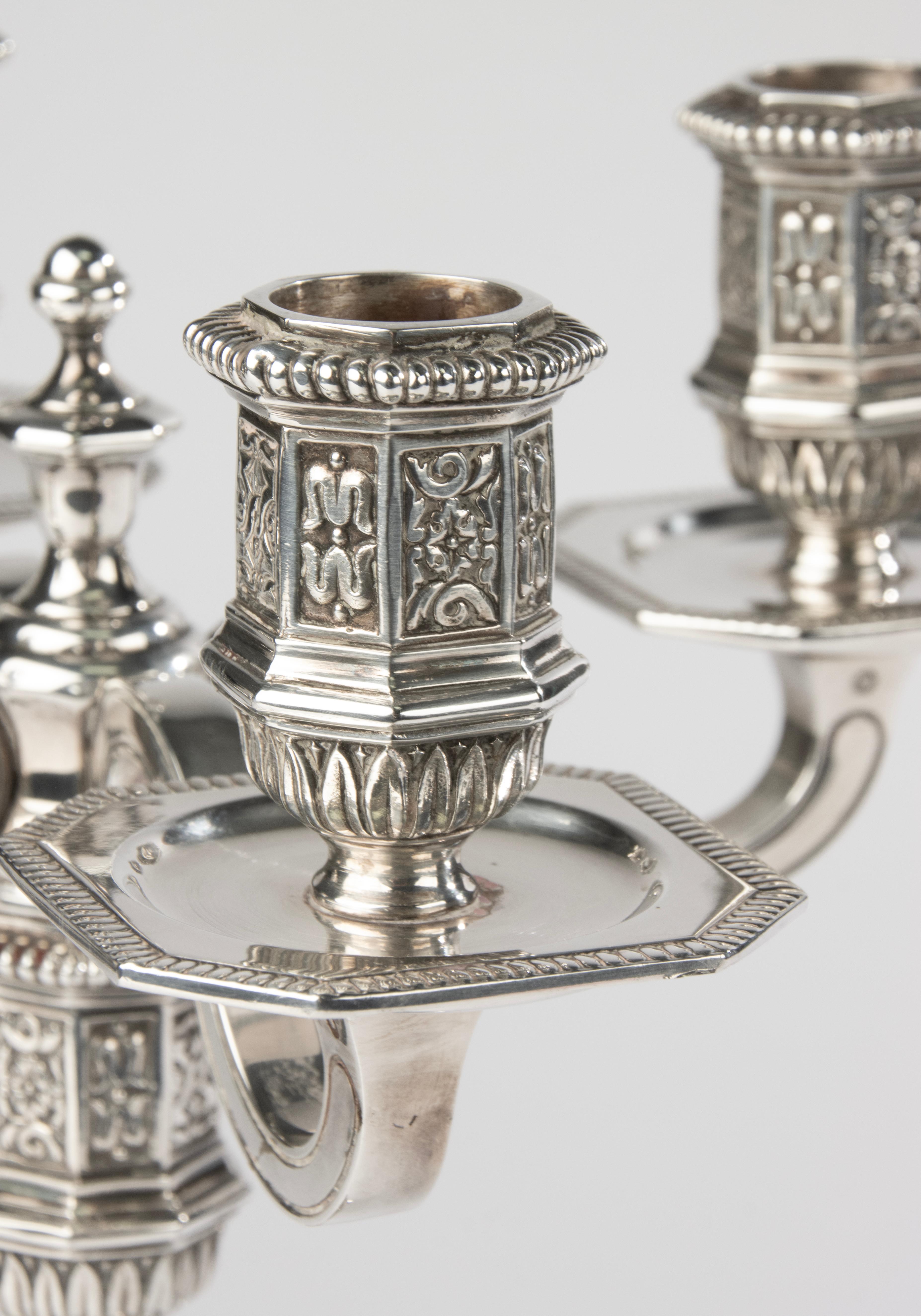 Coppia di candelabri in argento placcato - Christofle - Rinascimento - Louis Dupérier in vendita 12