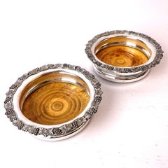 Pair of Silver-Plated Coasters, 19th Century, Provenance Baron Cederström