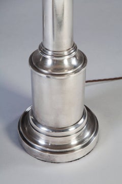 Pair of Silver Plated Column Table Lamps