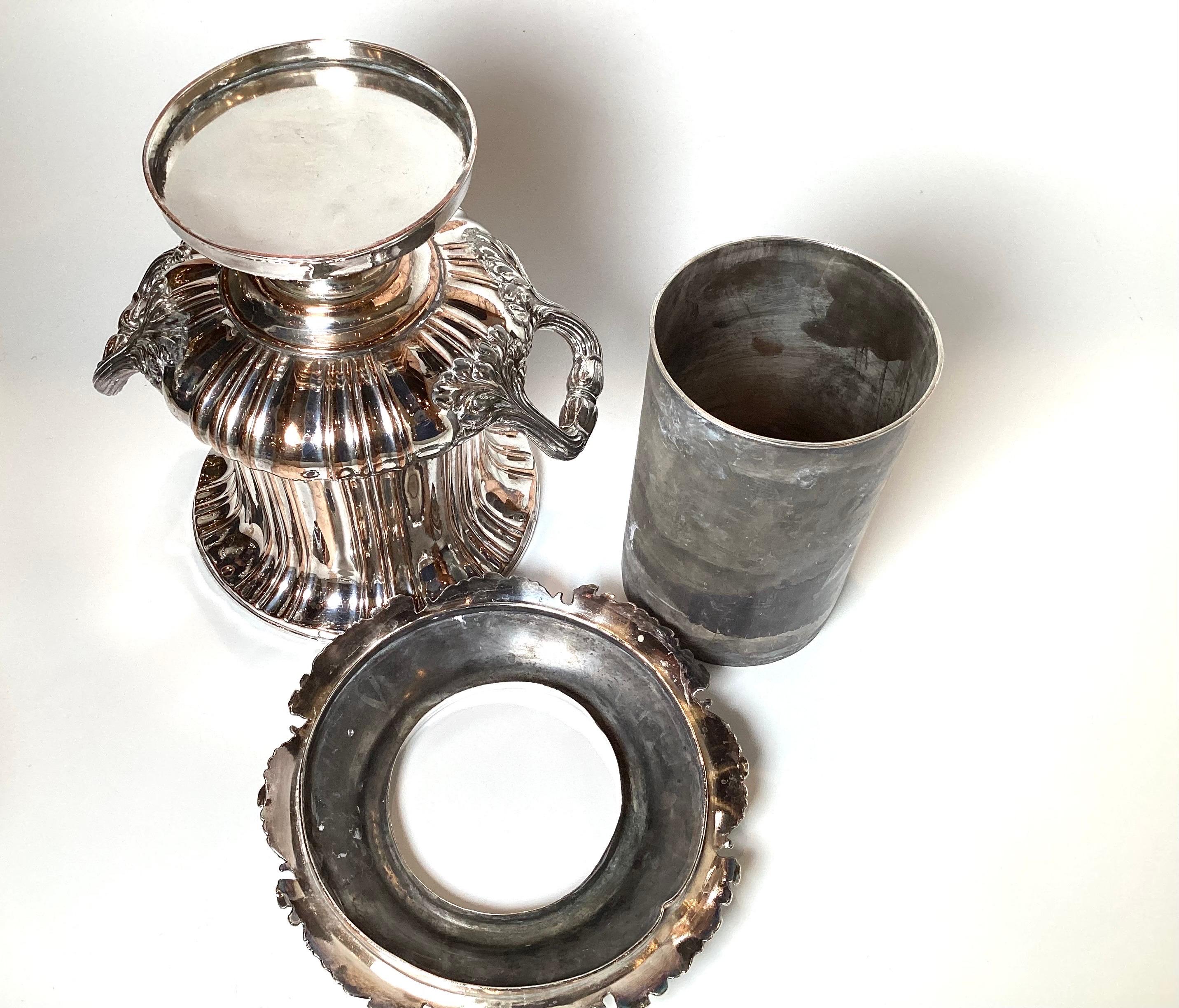 Pair of Silver Plated Copper Campana Urn Champaigne Coolers For Sale 5