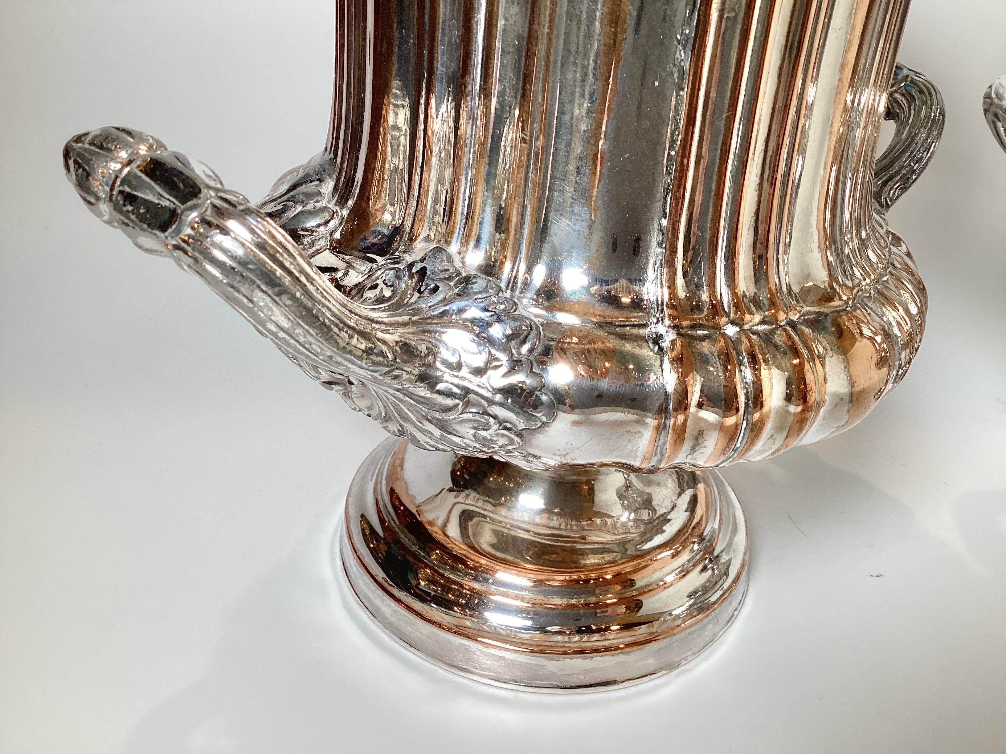Sheffield Plate Pair of Silver Plated Copper Campana Urn Champaigne Coolers For Sale