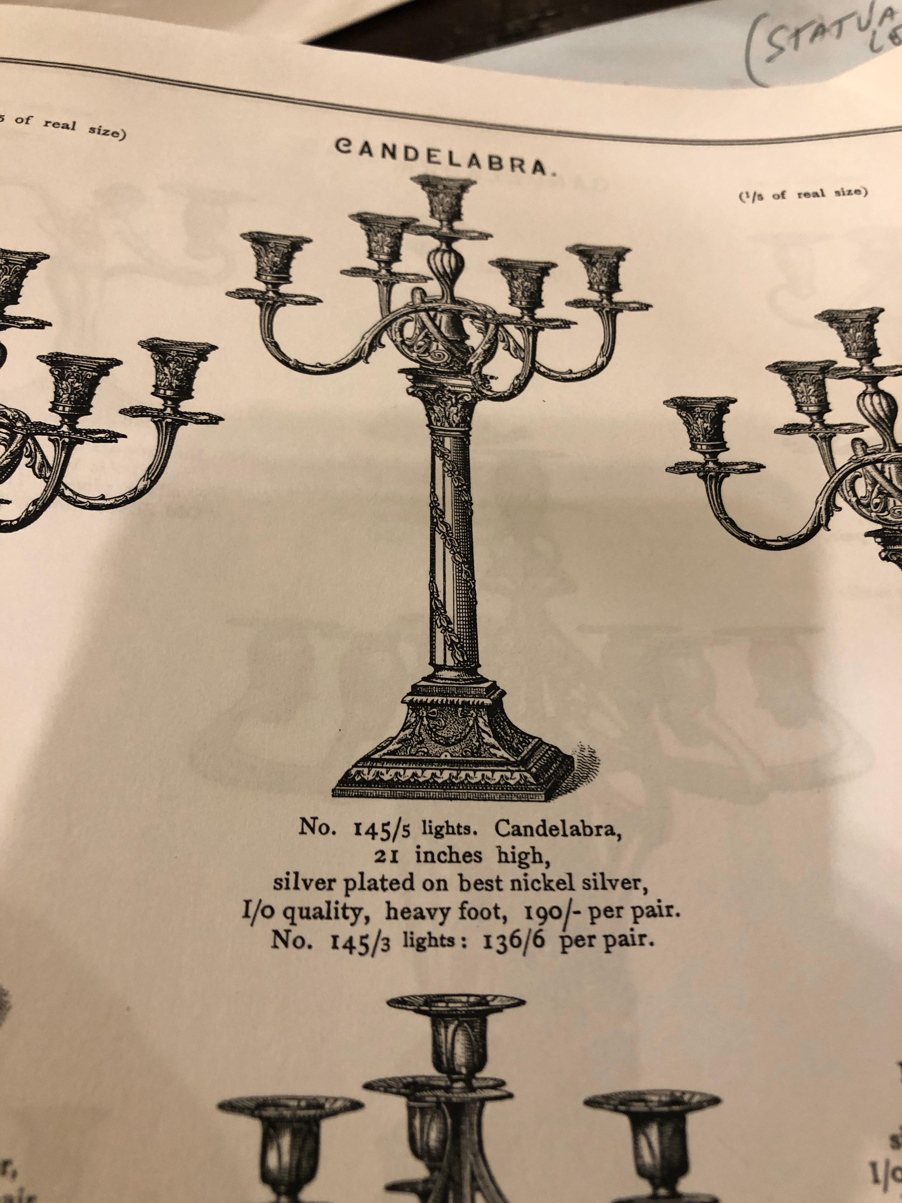 Pair of Silver Plated Five Arms Candelabras by W.M.F. circa 1900 6