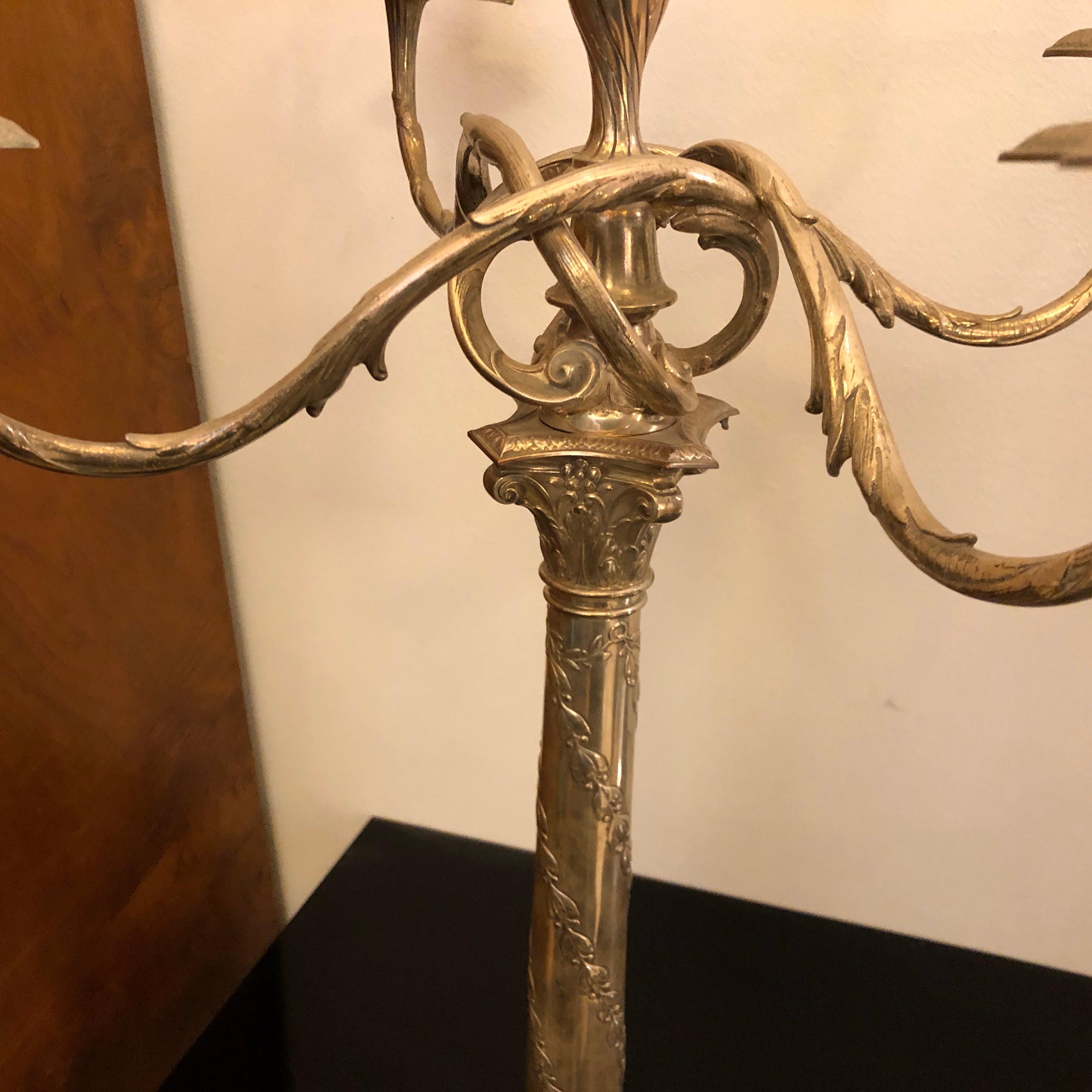 Italian Pair of Silver Plated Five Arms Candelabras by W.M.F. circa 1900