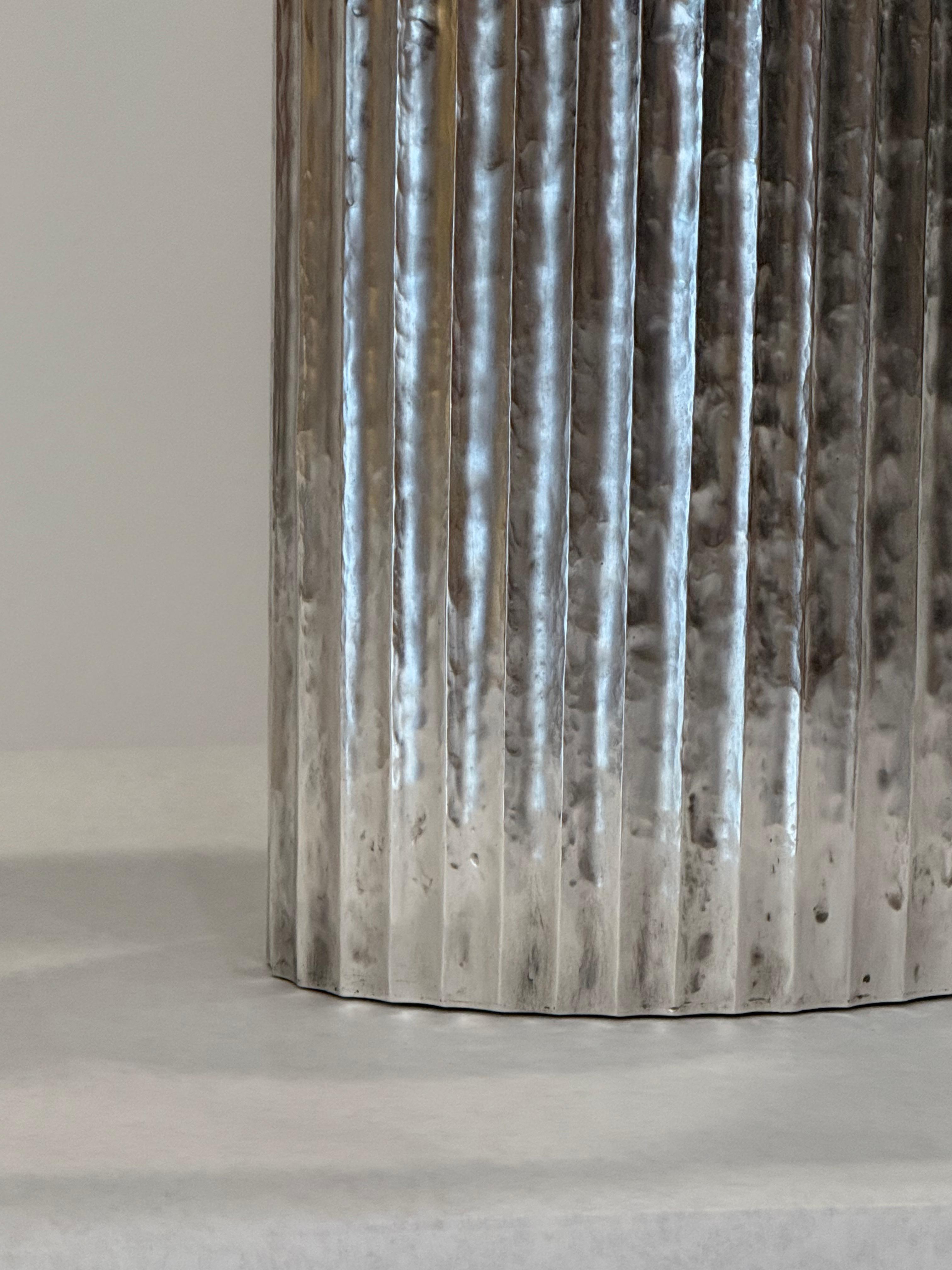 American A Pair of  Silver Plated Fluted Flask Table Lamps by Robert Kuo for McGuire For Sale