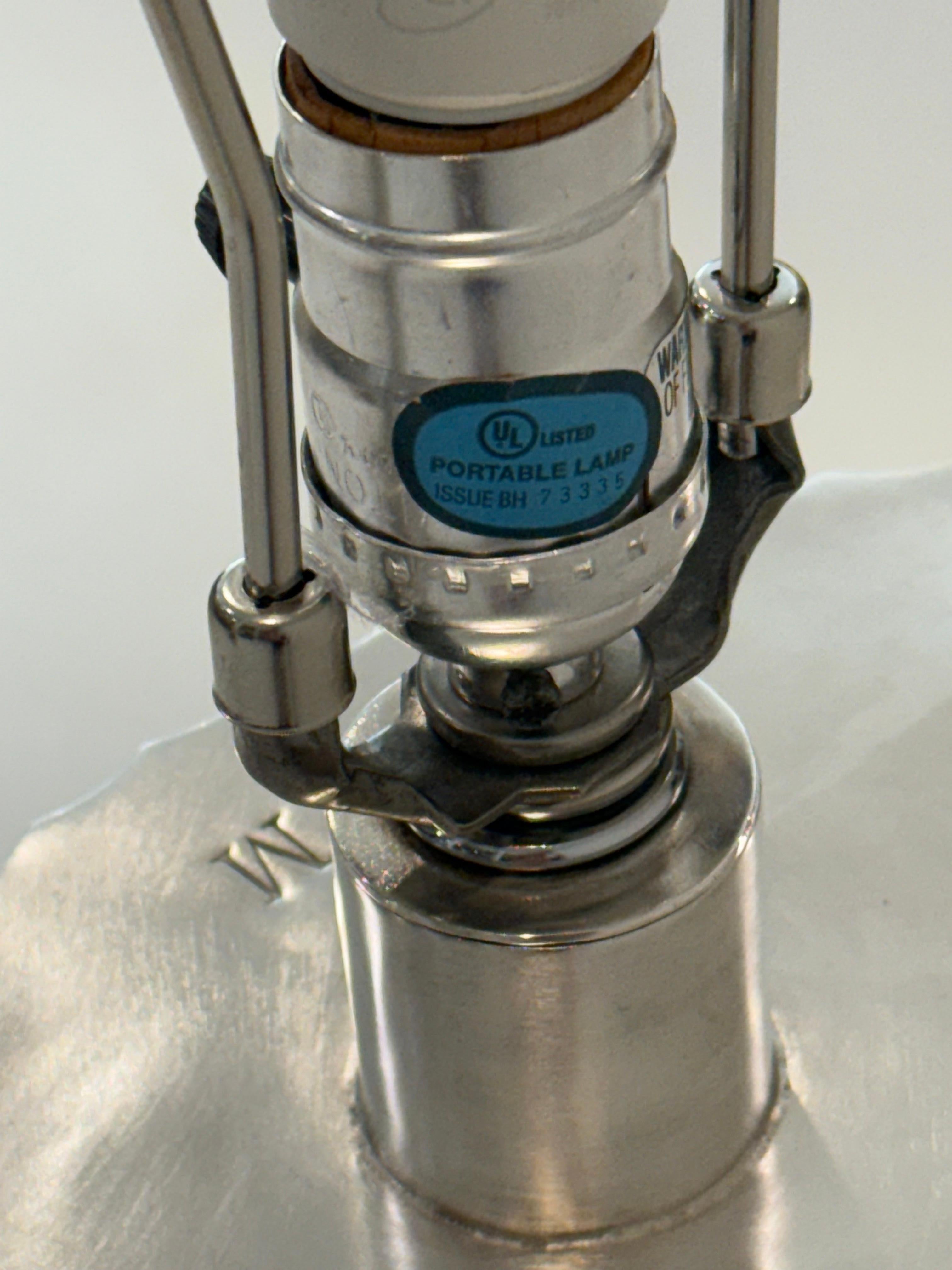 Late 20th Century A Pair of  Silver Plated Fluted Flask Table Lamps by Robert Kuo for McGuire For Sale
