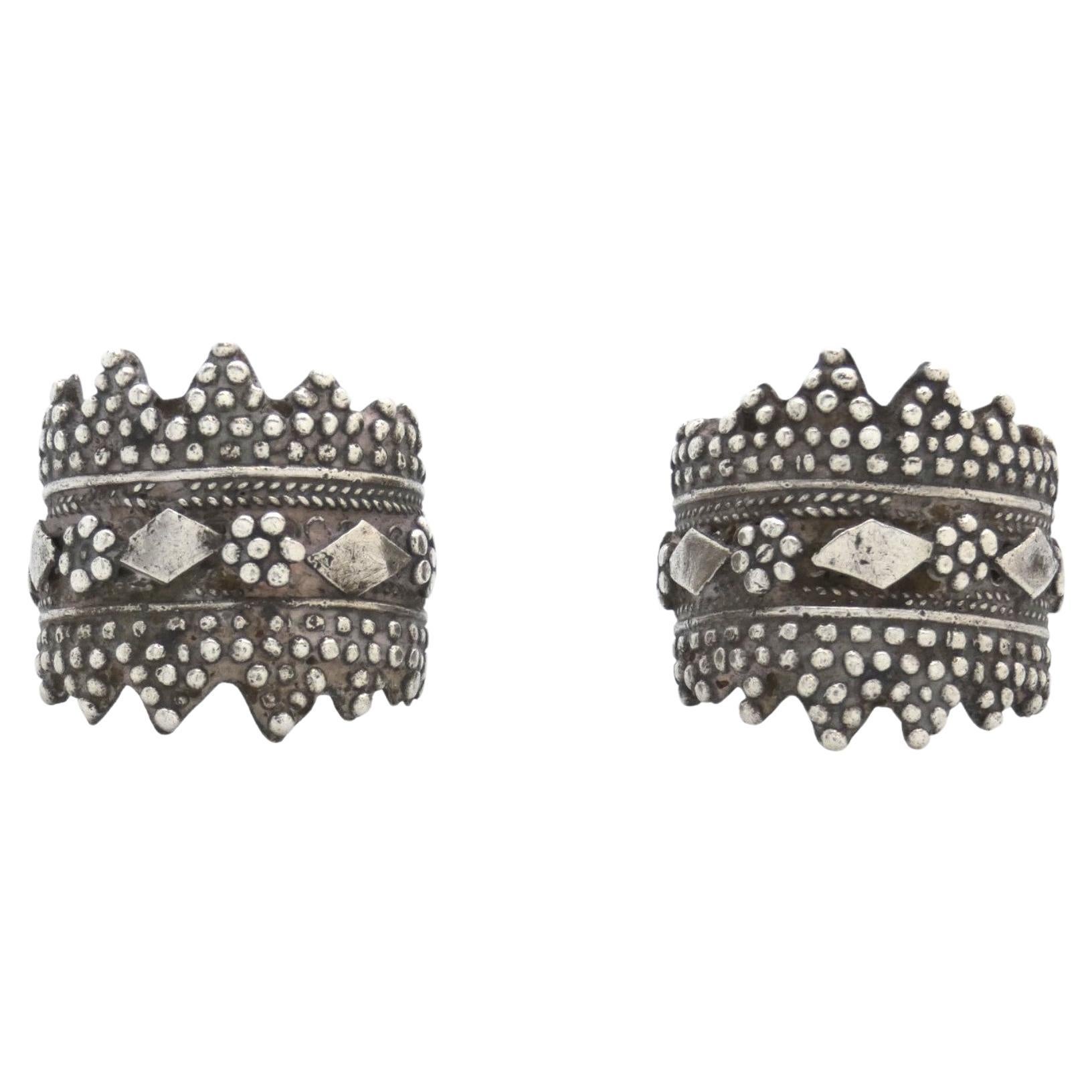 Pareja de anillos de plata para mujer, Yemen Circa 1900
