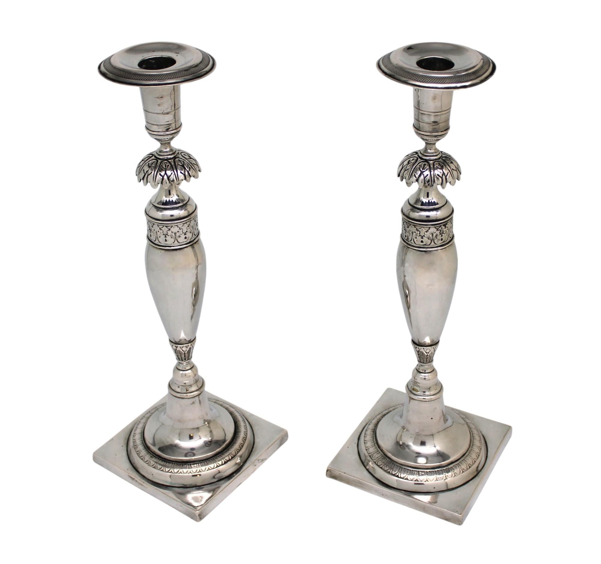 Pareja de candelabros de plata para Shabbat, Alemania, circa 1820 Alemán en venta