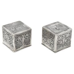 Antique A Pair of Silver Tefillin Covers by Bezalel, Jerusalem Circa 1925