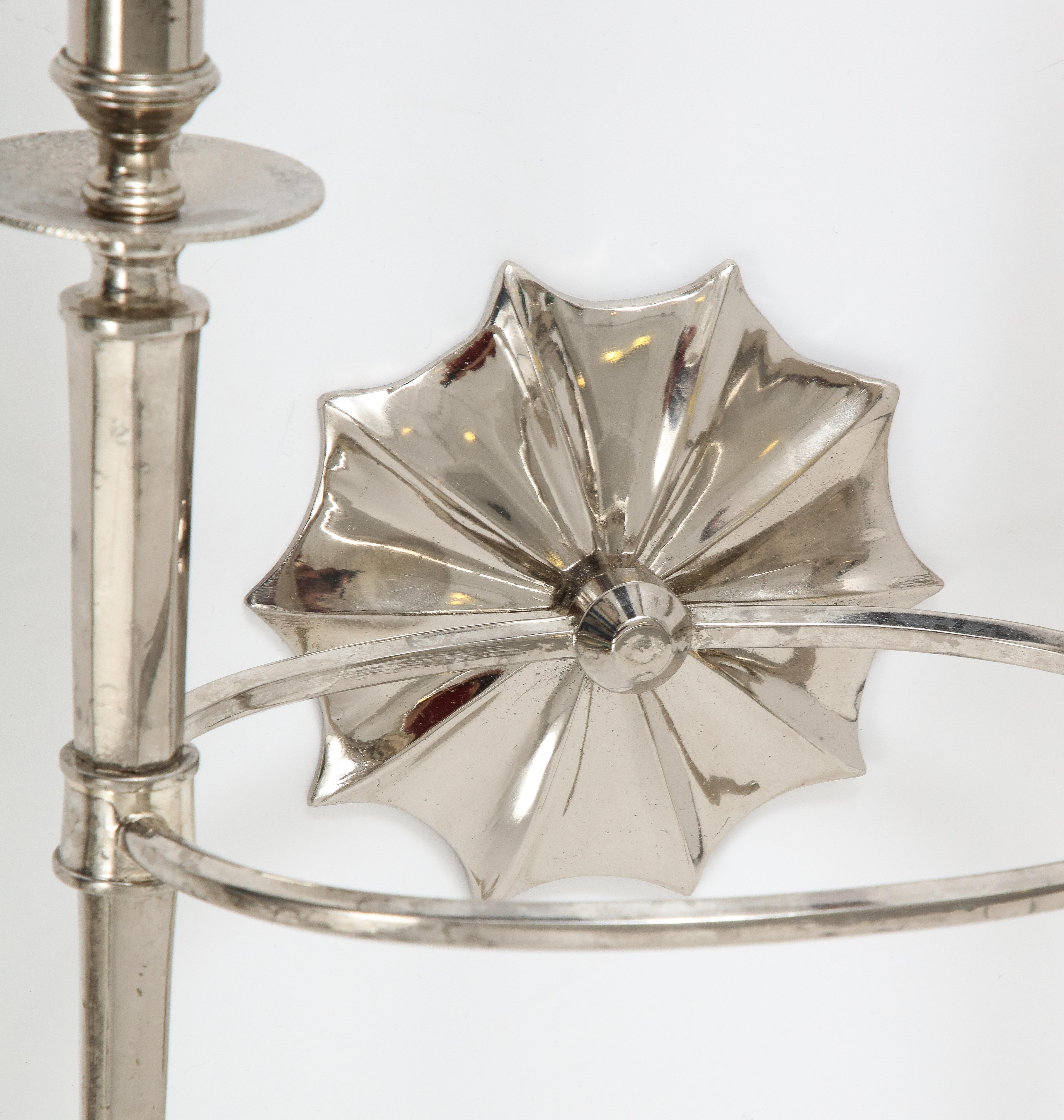 Pair of Silver Two-Arm Wall Sconces For Sale 1