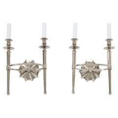 Pair of Silver Two-Arm Wall Sconces