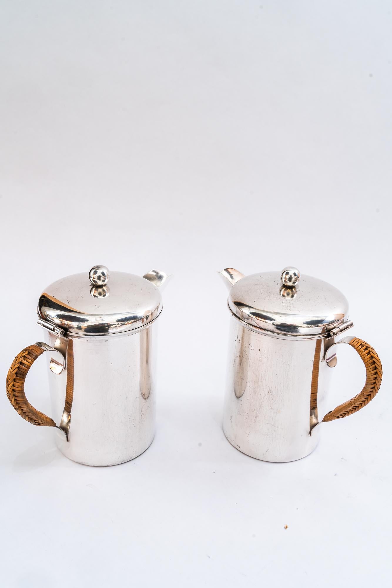 Austrian A pair of Silvered Art Deco Can vienna around 1920s For Sale