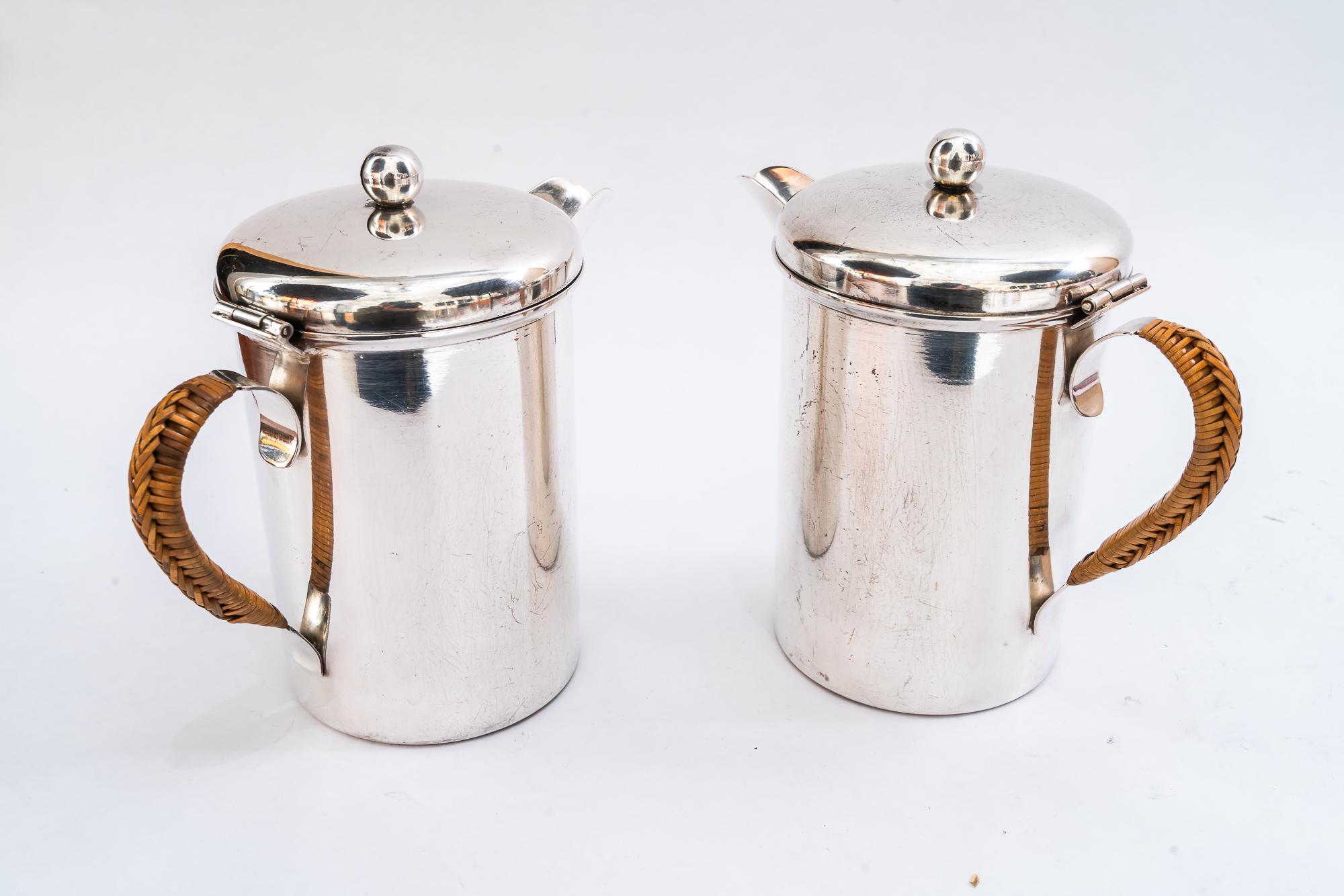A pair of Silvered Art Deco Can vienna around 1920s In Good Condition For Sale In Wien, AT