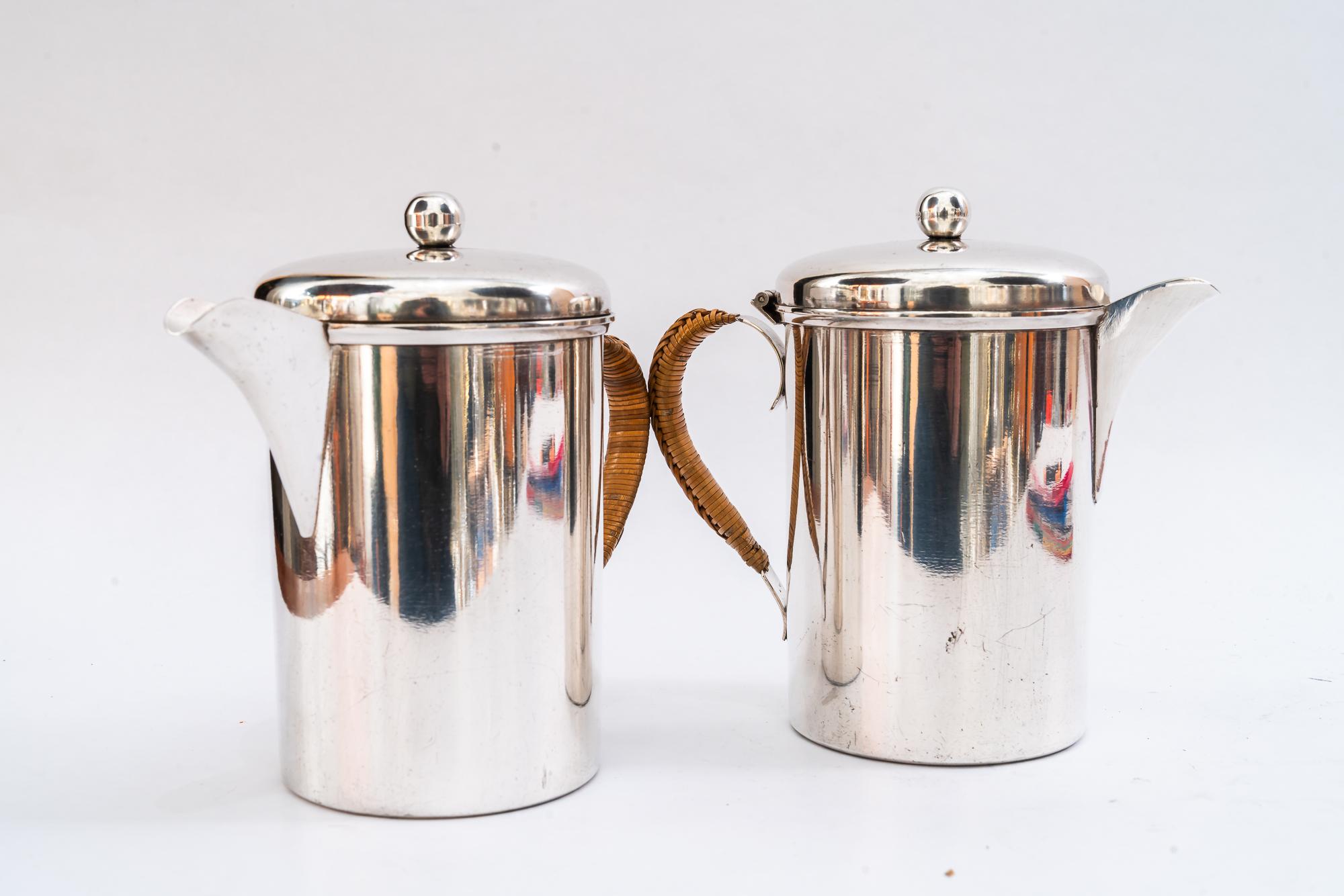 Brass A pair of Silvered Art Deco Can vienna around 1920s For Sale