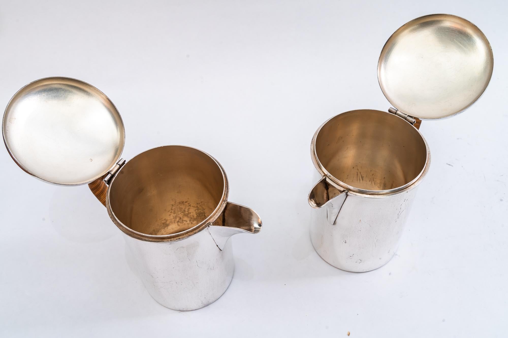 A pair of Silvered Art Deco Can vienna around 1920s For Sale 3