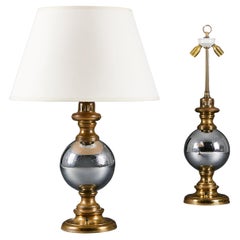Ein Paar versilberte Ball and Ball Tischlampen aus Messing