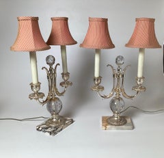 Pair of Silvered Bronze Candelabra Lamps by Pairpoint