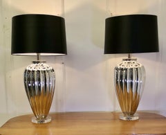 Mid-Century Modern Silvered Glass Table Lamps, Blown Glass, 1960