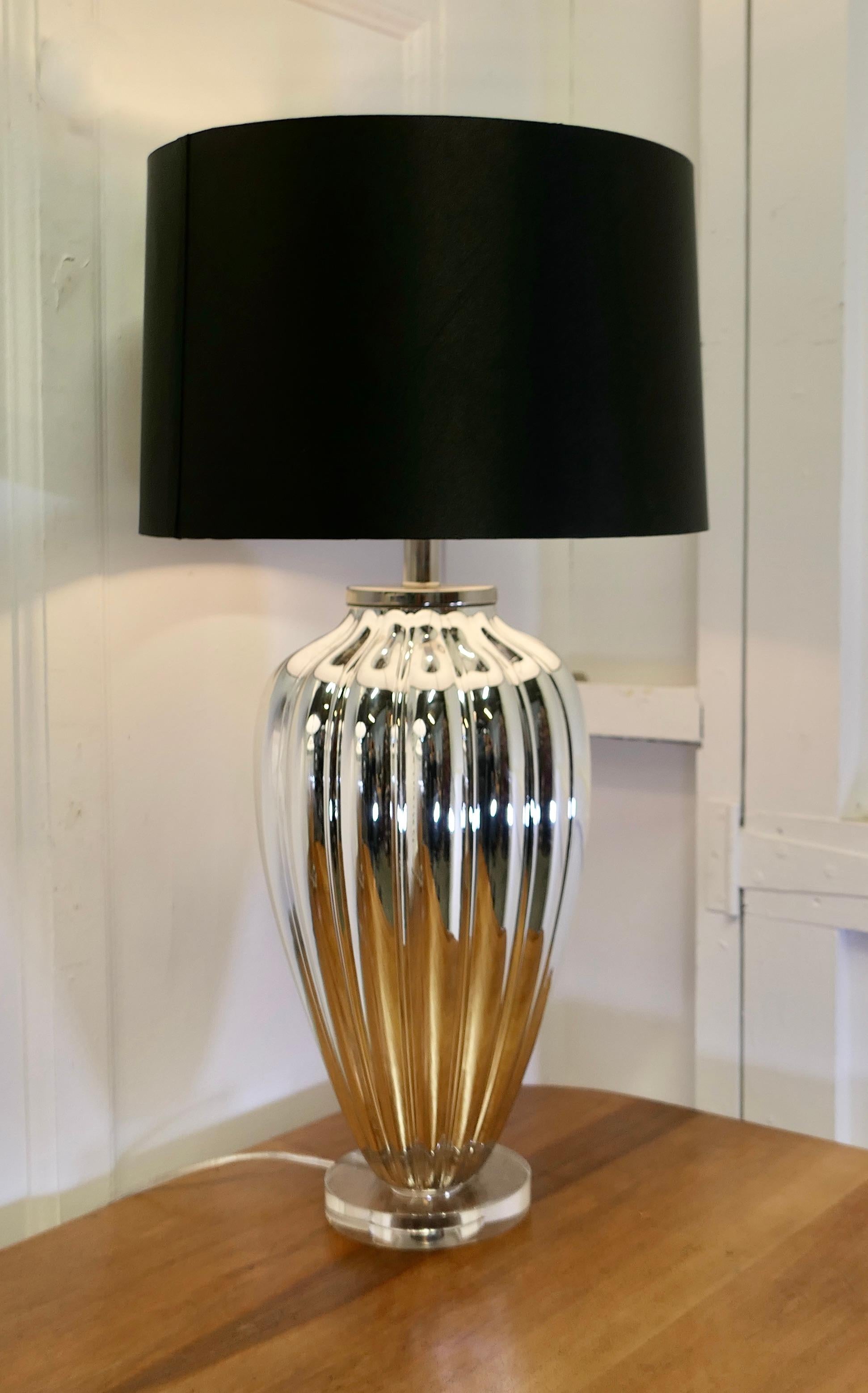 Blown Glass A Pair of Silvered Glass Table Lamps  For Sale