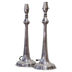 A Pair of Silvered Table Lamp