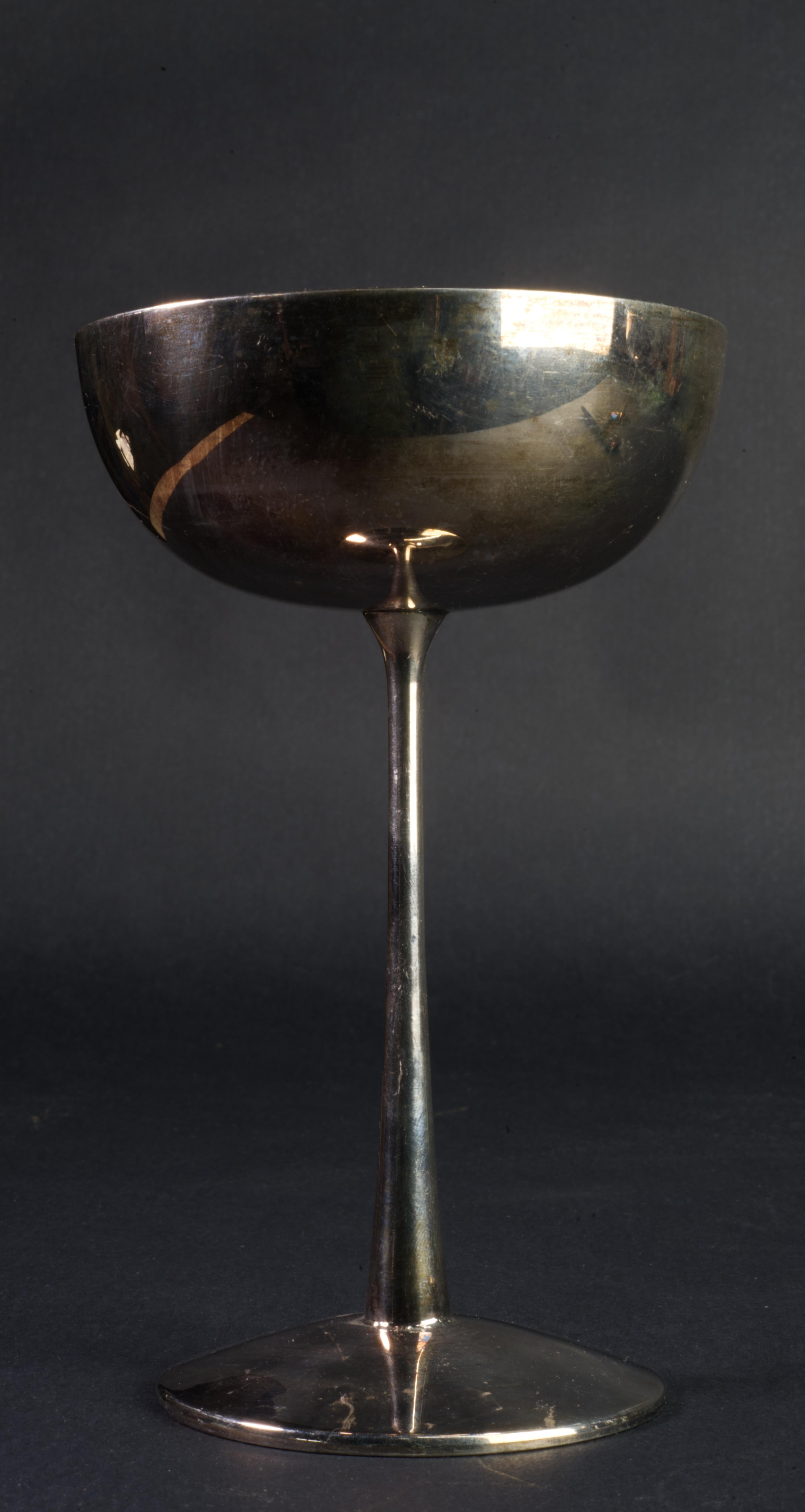 Placcato argento Coppia di calici coupé in silverplate Art Déco in vendita