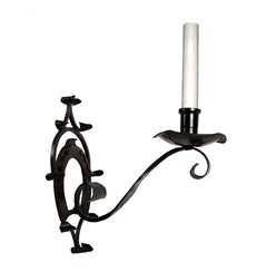 A Pair of Single-Arm French Forged Iron Sconces
