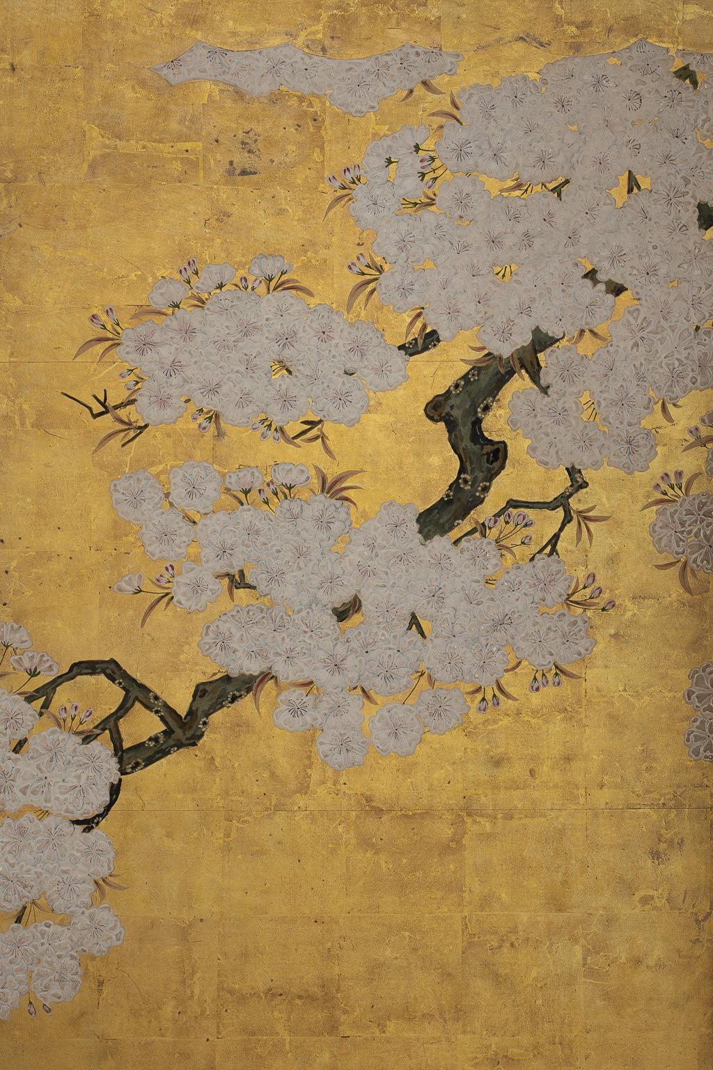 17th Century Pair of Six-Fold Japanese Screens Attribtuted to Kano Sansetsu, 1590-1651