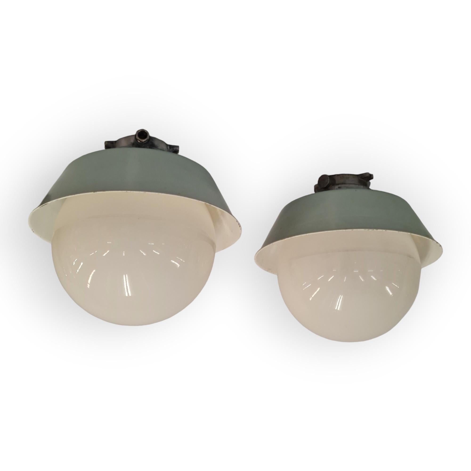 Mid-20th Century A Pair of Sizeable Paavo Tynell Outdoor/Indoor Industrial style lamps for Idman For Sale