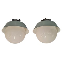 Vintage A Pair of Sizeable Paavo Tynell Outdoor/Indoor Industrial style lamps for Idman
