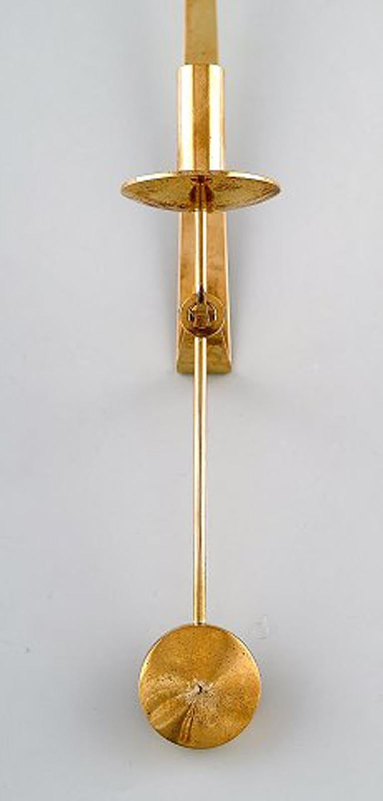 Scandinavian Modern Pair of Skultuna, Sweden, Brass Candlesticks, Model 1607