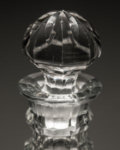 Pair of Slice Cut Georgian Decanters with Faceted Rings